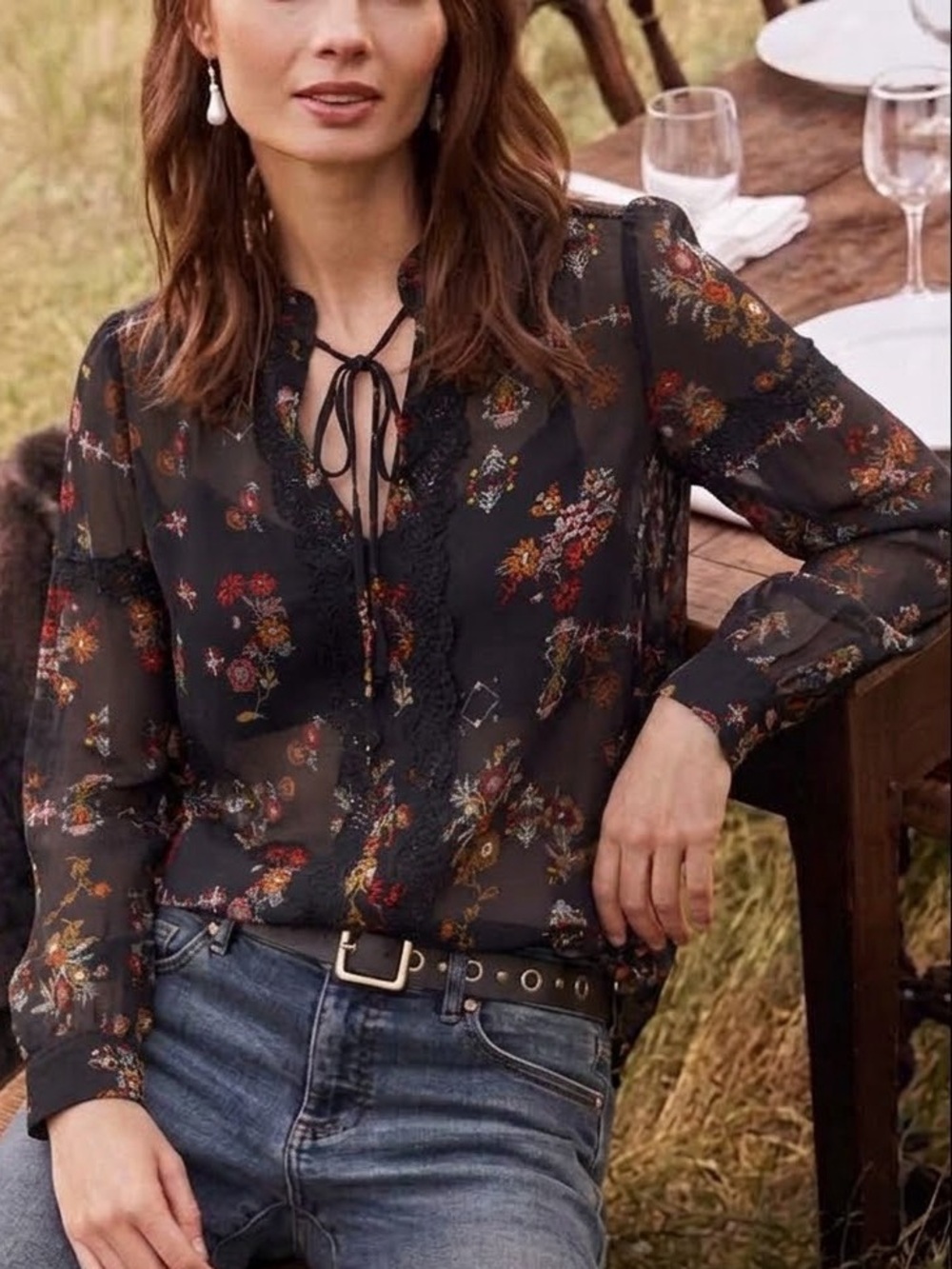 DEREK LAM $325 • 32” bust • Silk Floral Print Blouse fall 2019 collection